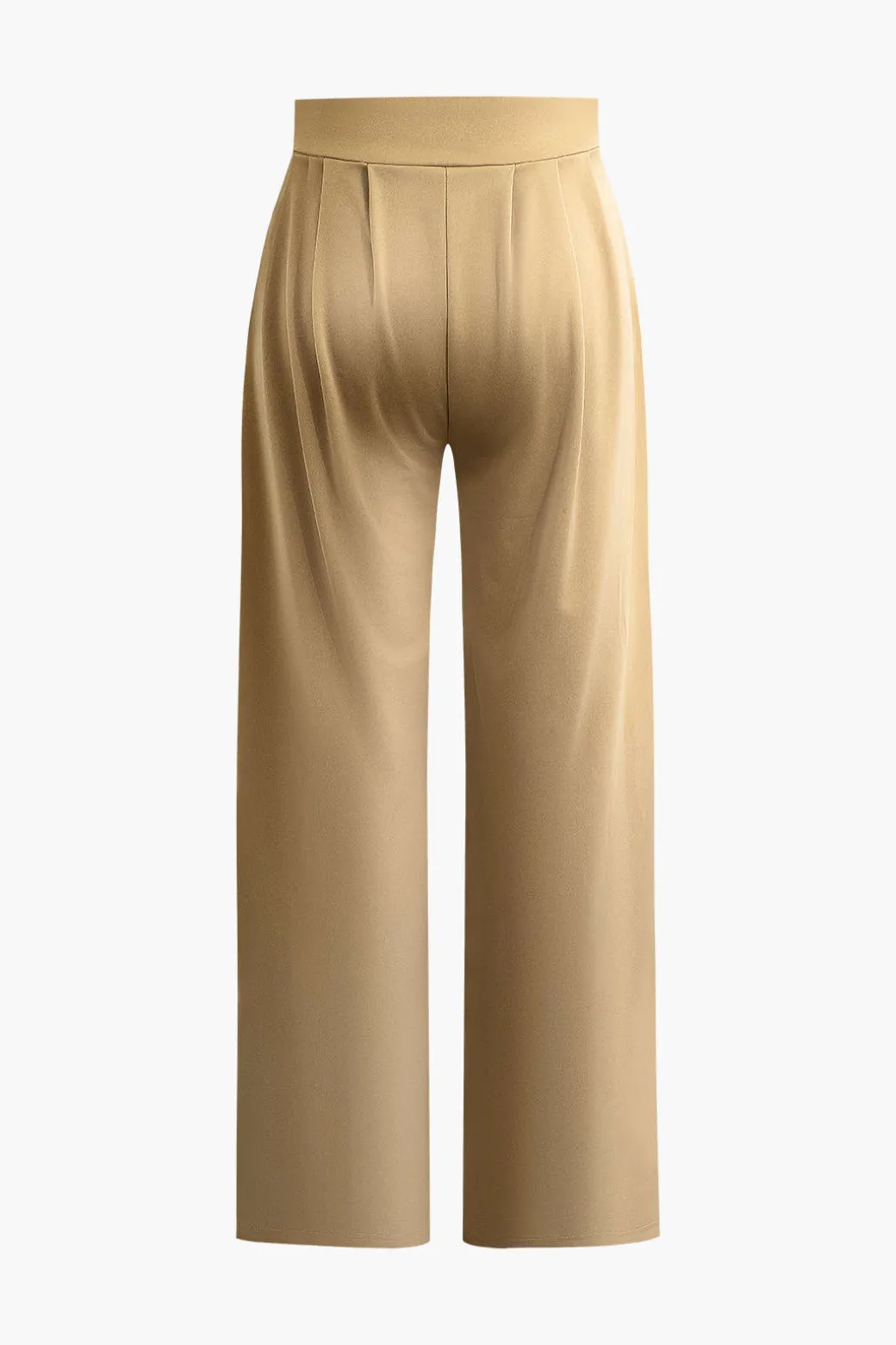 Basic Solid Crop T-shirt And Pleated High Waist Wide Leg Pants Set