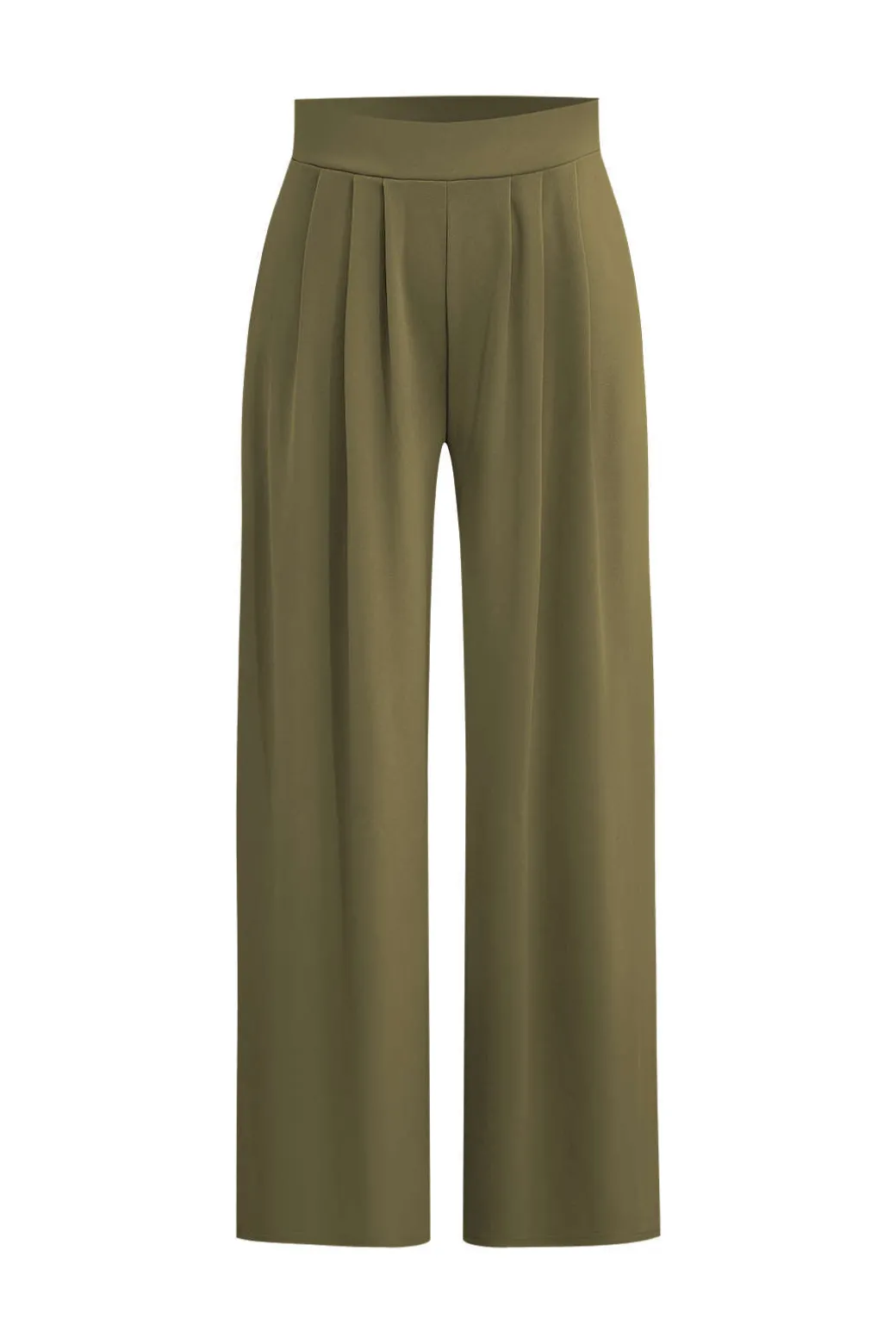Basic Solid Crop T-shirt And Pleated High Waist Wide Leg Pants Set