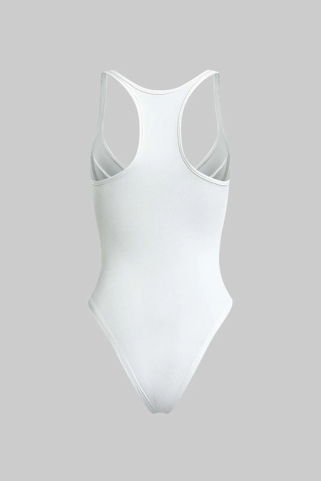 Basic Solid Deep-V Neck Bustier Bodysuit