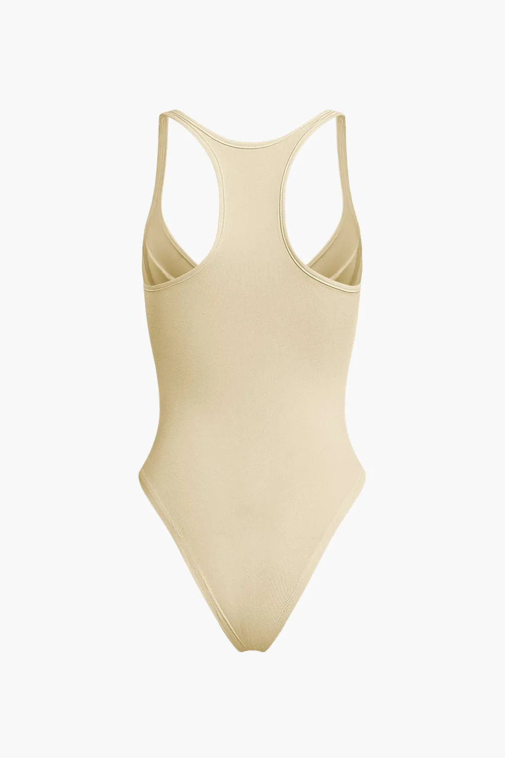 Basic Solid Deep-V Neck Bustier Bodysuit