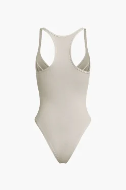 Basic Solid Deep-V Neck Bustier Bodysuit