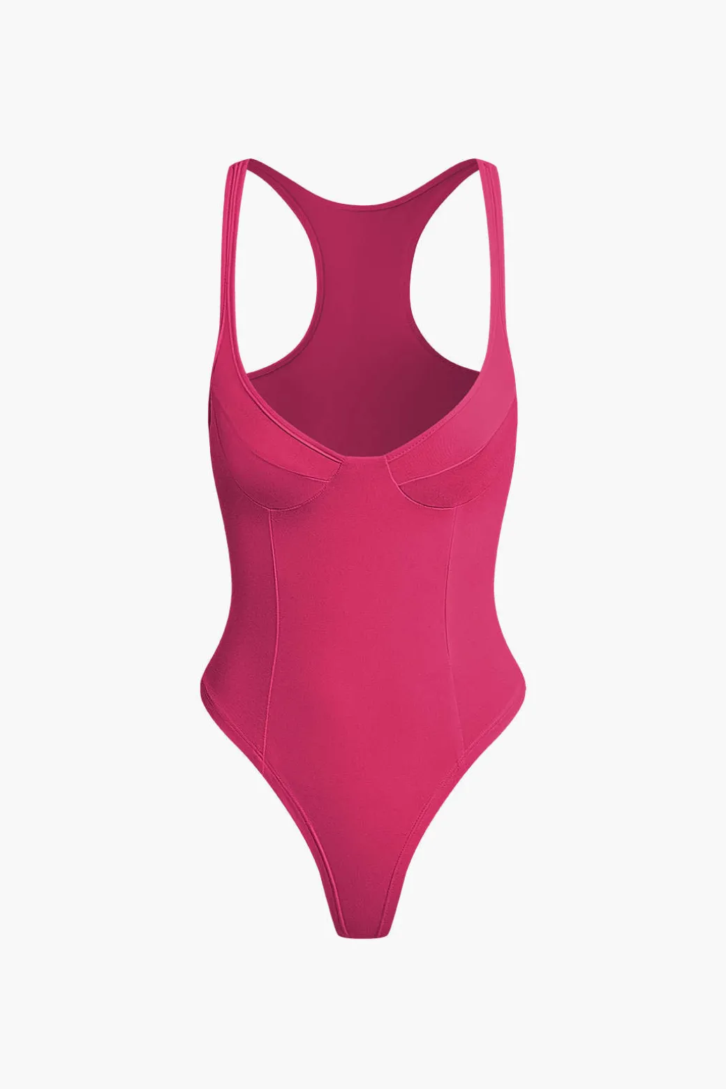 Basic Solid Deep-V Neck Bustier Bodysuit