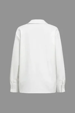 Basic Solid Design V-Neck Long-Sleeve Shirt