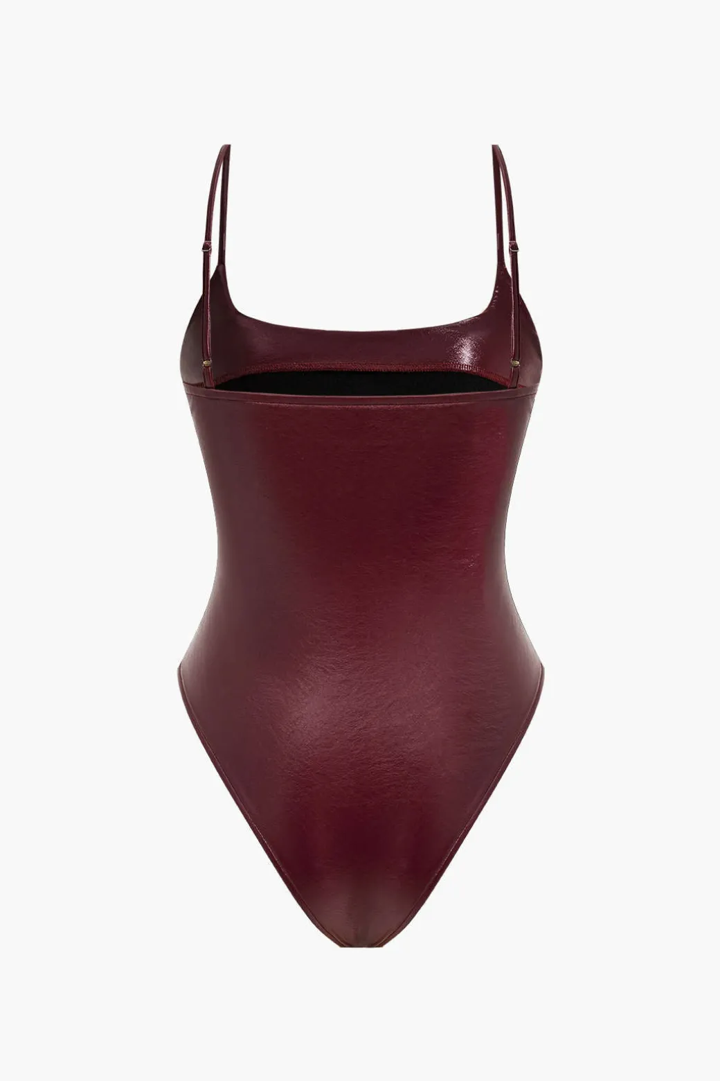 Basic Solid Faux Leather Bodysuit