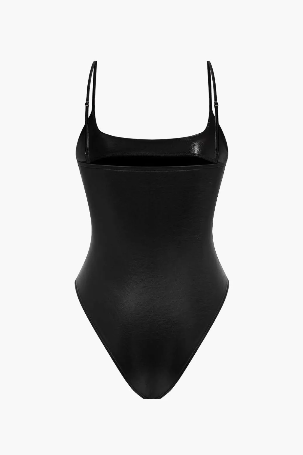 Basic Solid Faux Leather Bodysuit