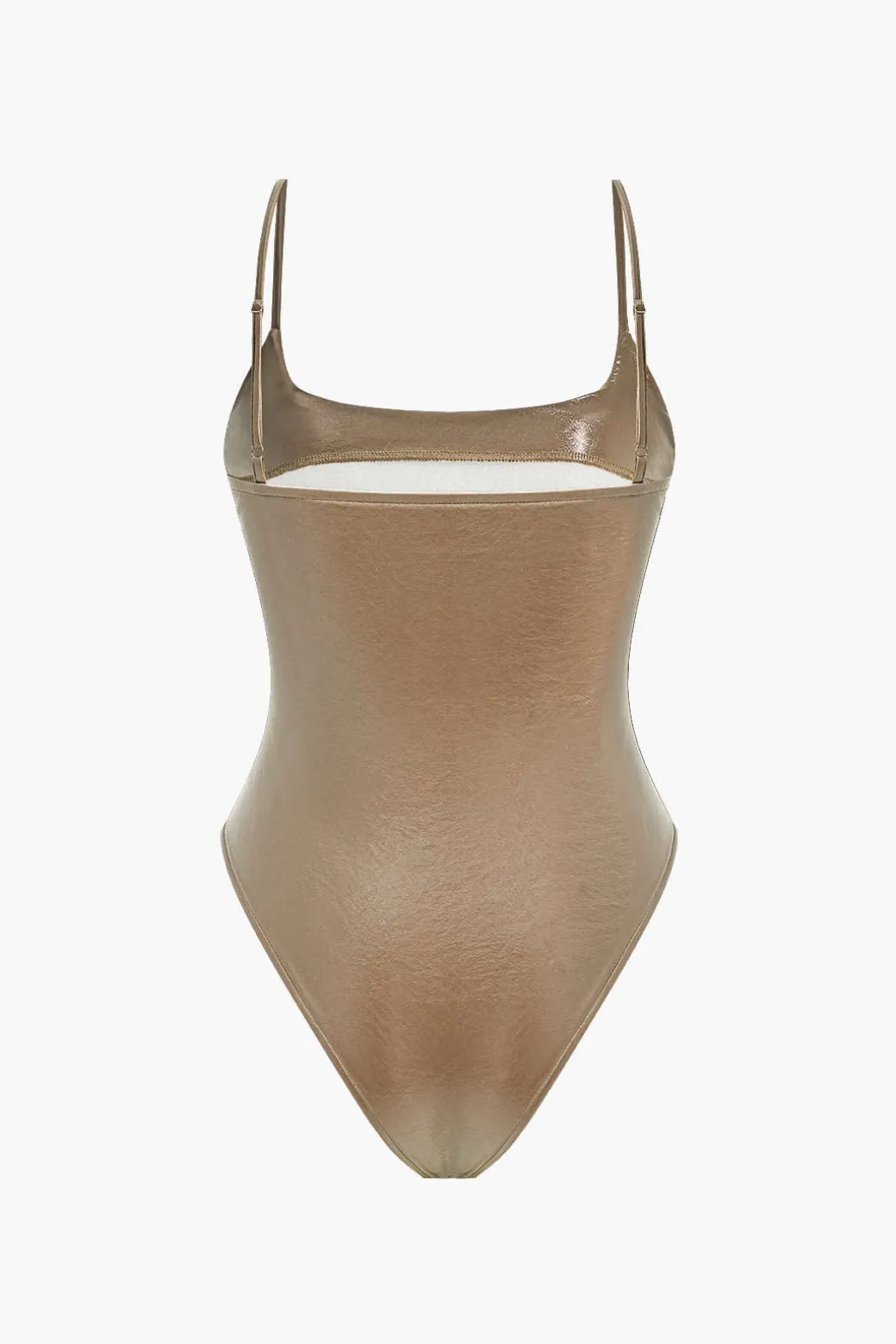 Basic Solid Faux Leather Bodysuit