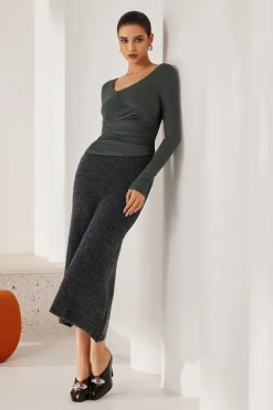 Basic Solid High-Waisted Mermaid Sweater Skirt