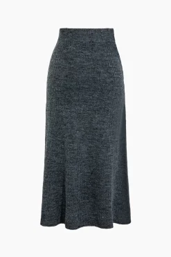 Basic Solid High-Waisted Mermaid Sweater Skirt