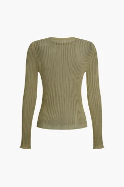 Basic Solid Knit Long-Sleeve Top