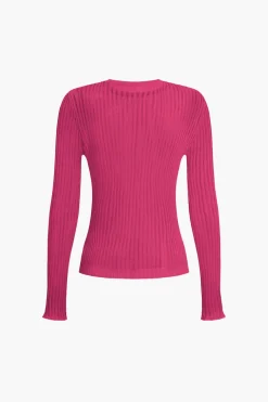 Basic Solid Knit Long-Sleeve Top