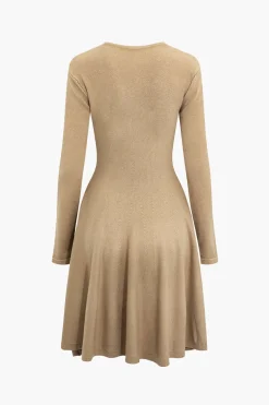 Basic Solid Knit Long-Sleeve Dress