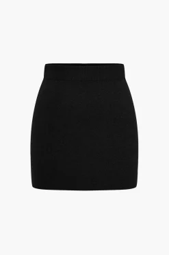 Basic Solid Knit Mini Skirt