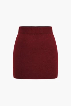 Basic Solid Knit Mini Skirt