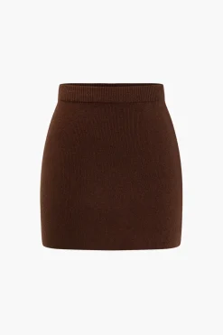 Basic Solid Knit Mini Skirt