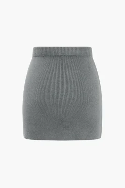 Basic Solid Knit Mini Skirt