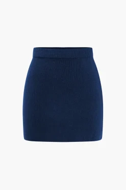Basic Solid Knit Mini Skirt