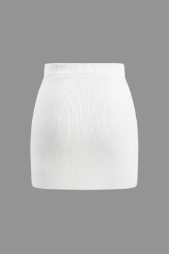 Basic Solid Knit Mini Skirt