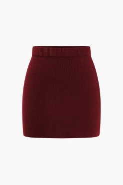 Basic Solid Knit Mini Skirt