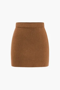 Basic Solid Knit Mini Skirt