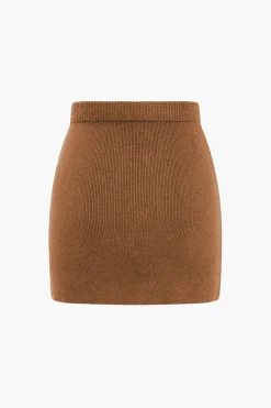 Basic Solid Knit Mini Skirt