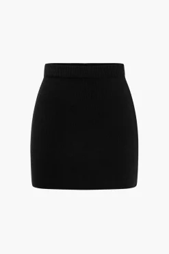 Basic Solid Knit Mini Skirt