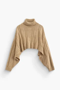 Basic Solid Knit Mock Neck Long-Sleeve Top