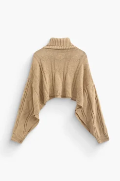 Basic Solid Knit Mock Neck Long-Sleeve Top
