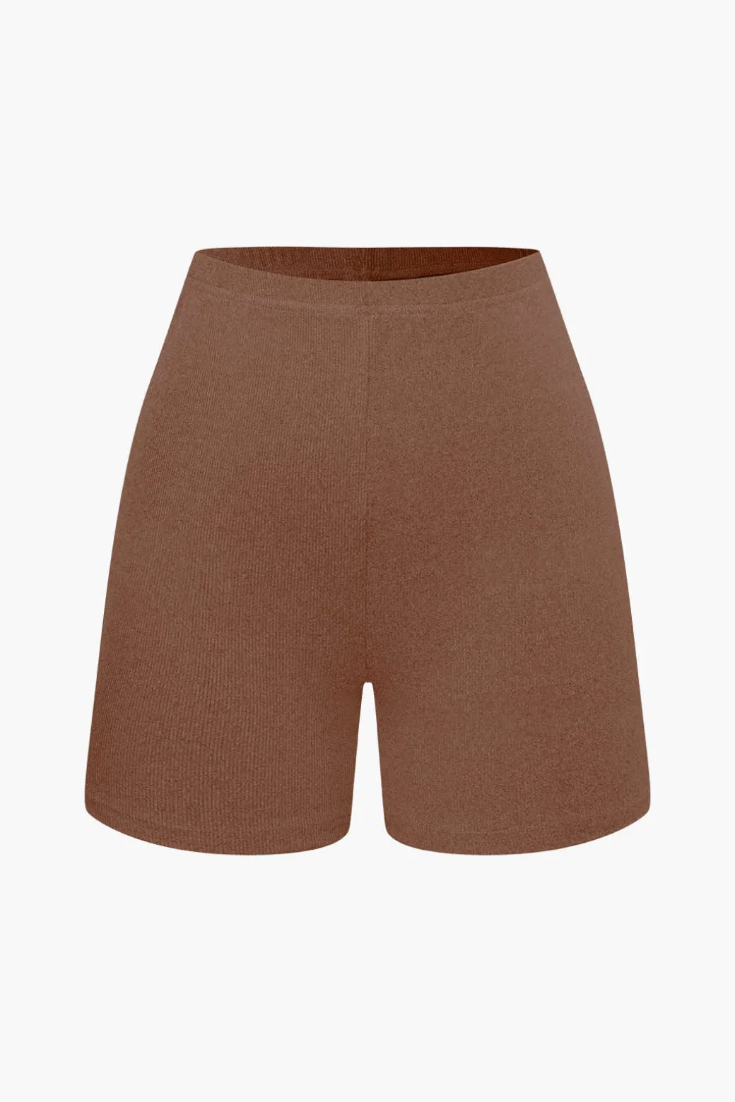 Basic Solid Knit Split Strapless Top And Shorts Set