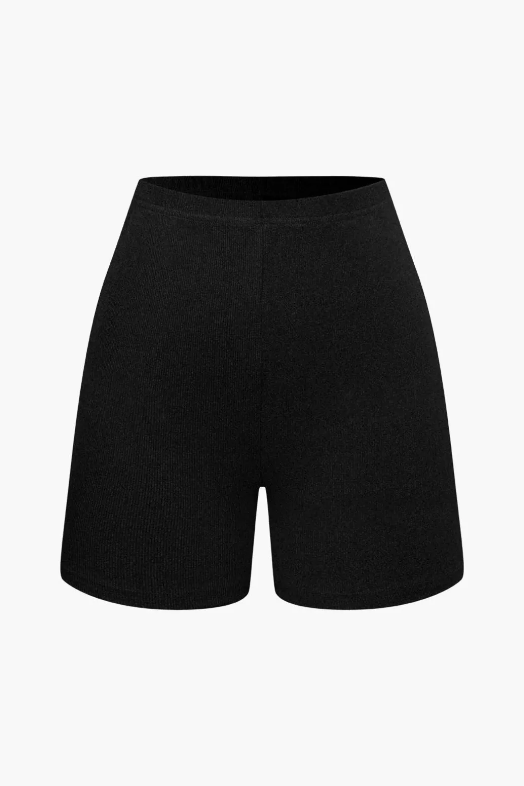 Basic Solid Knit Split Strapless Top And Shorts Set
