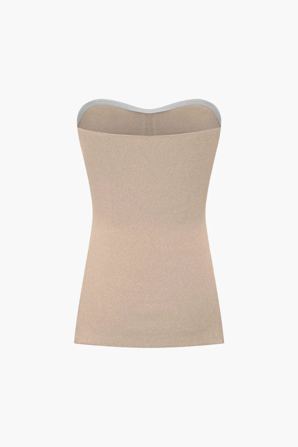 Basic Solid Knit Split Strapless Top And Shorts Set
