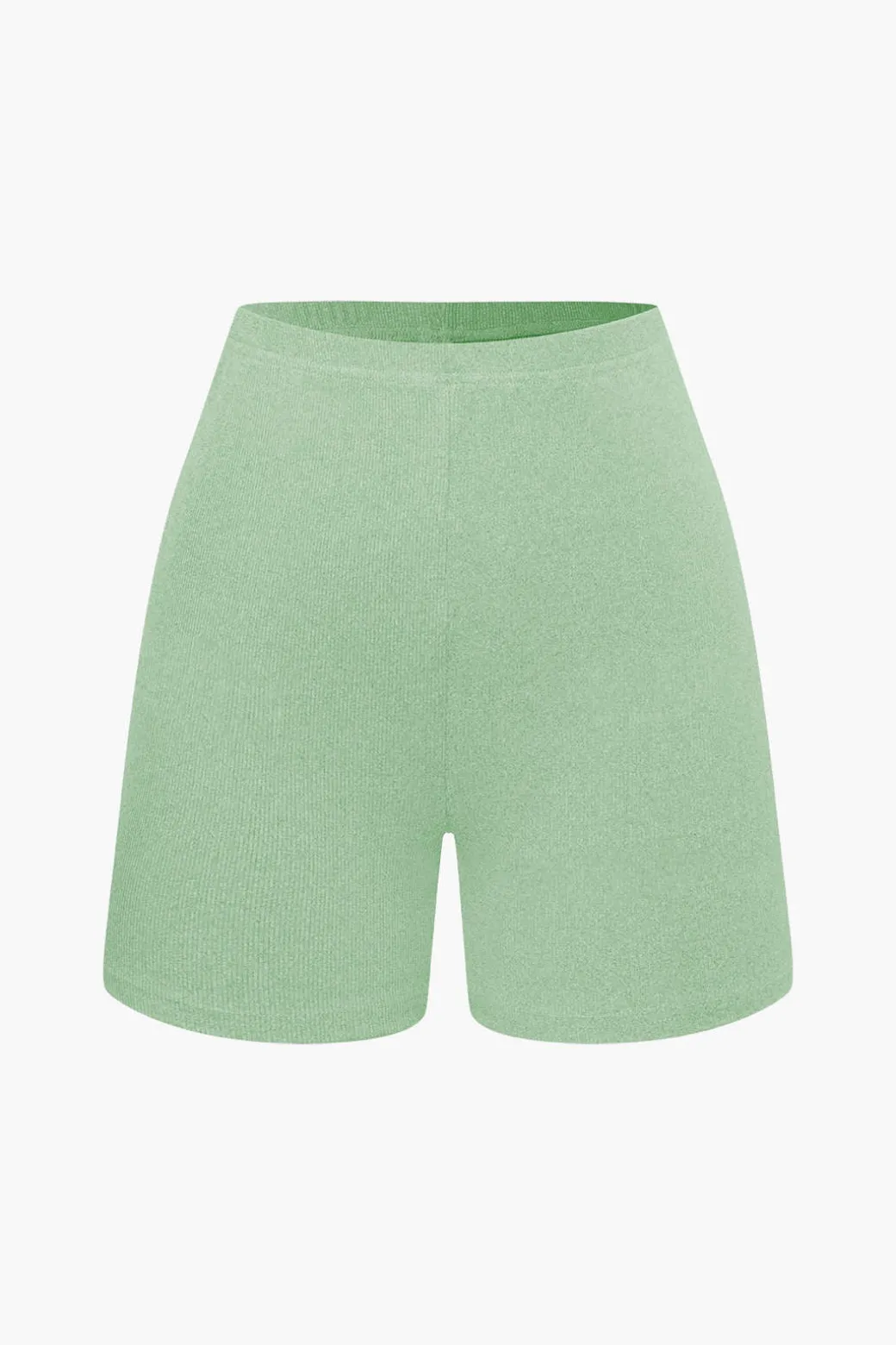 Basic Solid Knit Split Strapless Top And Shorts Set