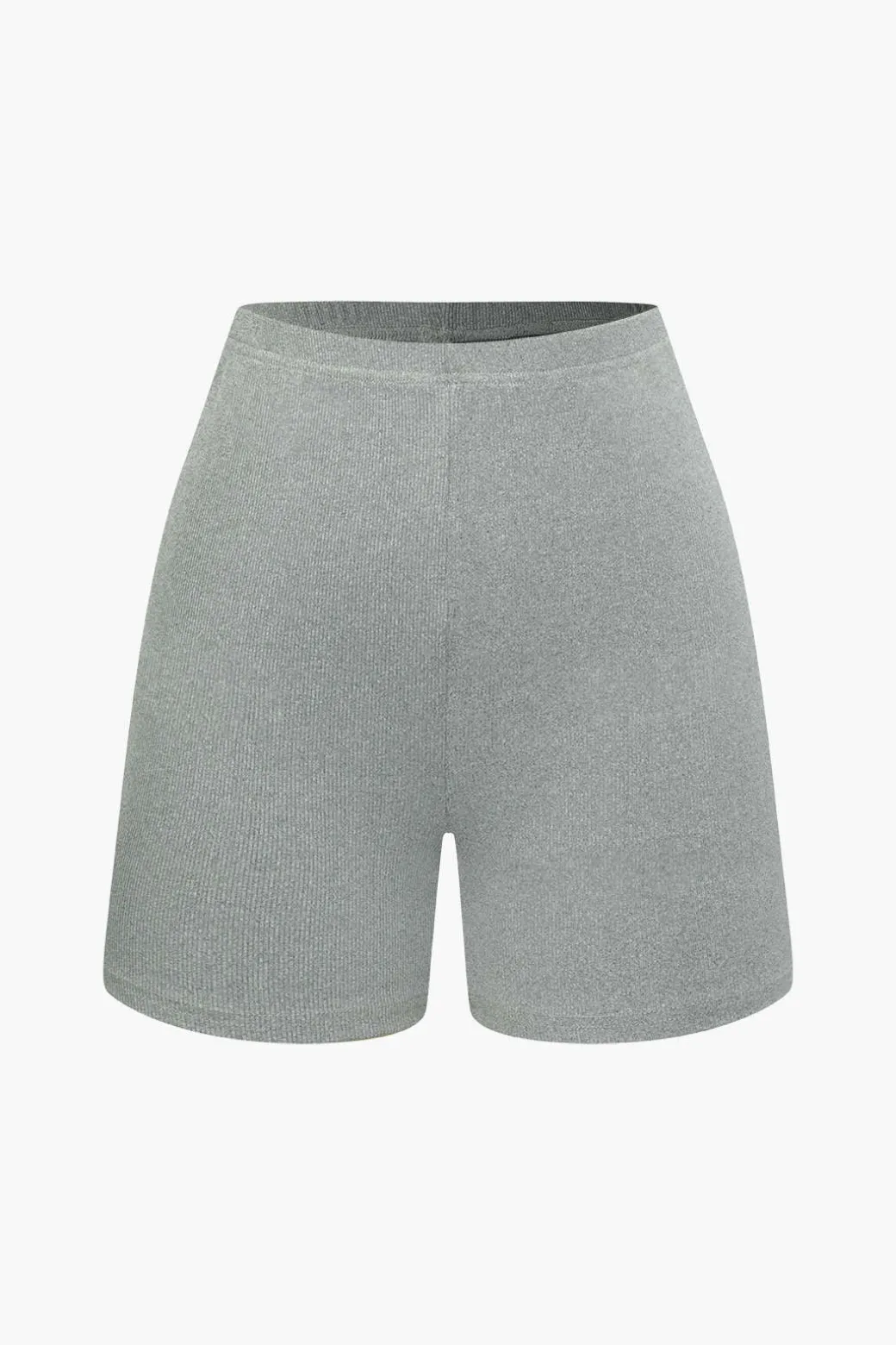 Basic Solid Knit Split Strapless Top And Shorts Set