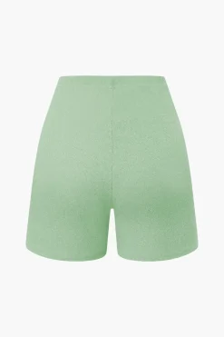 Basic Solid Knit Split Strapless Top And Shorts Set