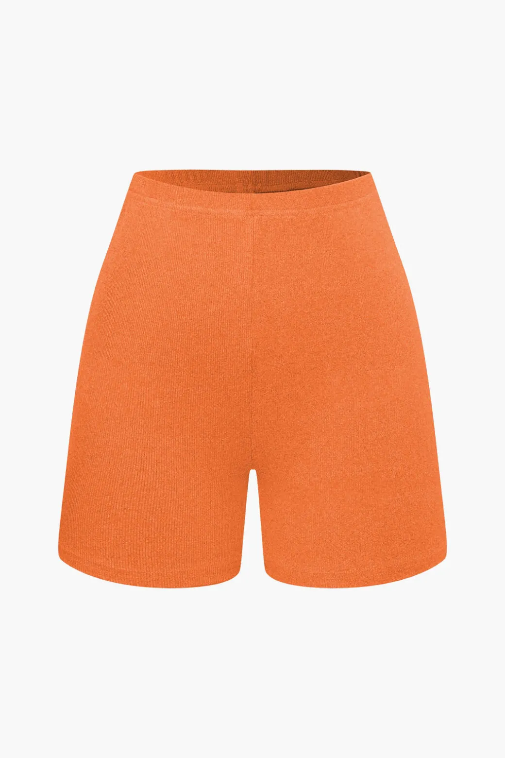 Basic Solid Knit Split Strapless Top And Shorts Set