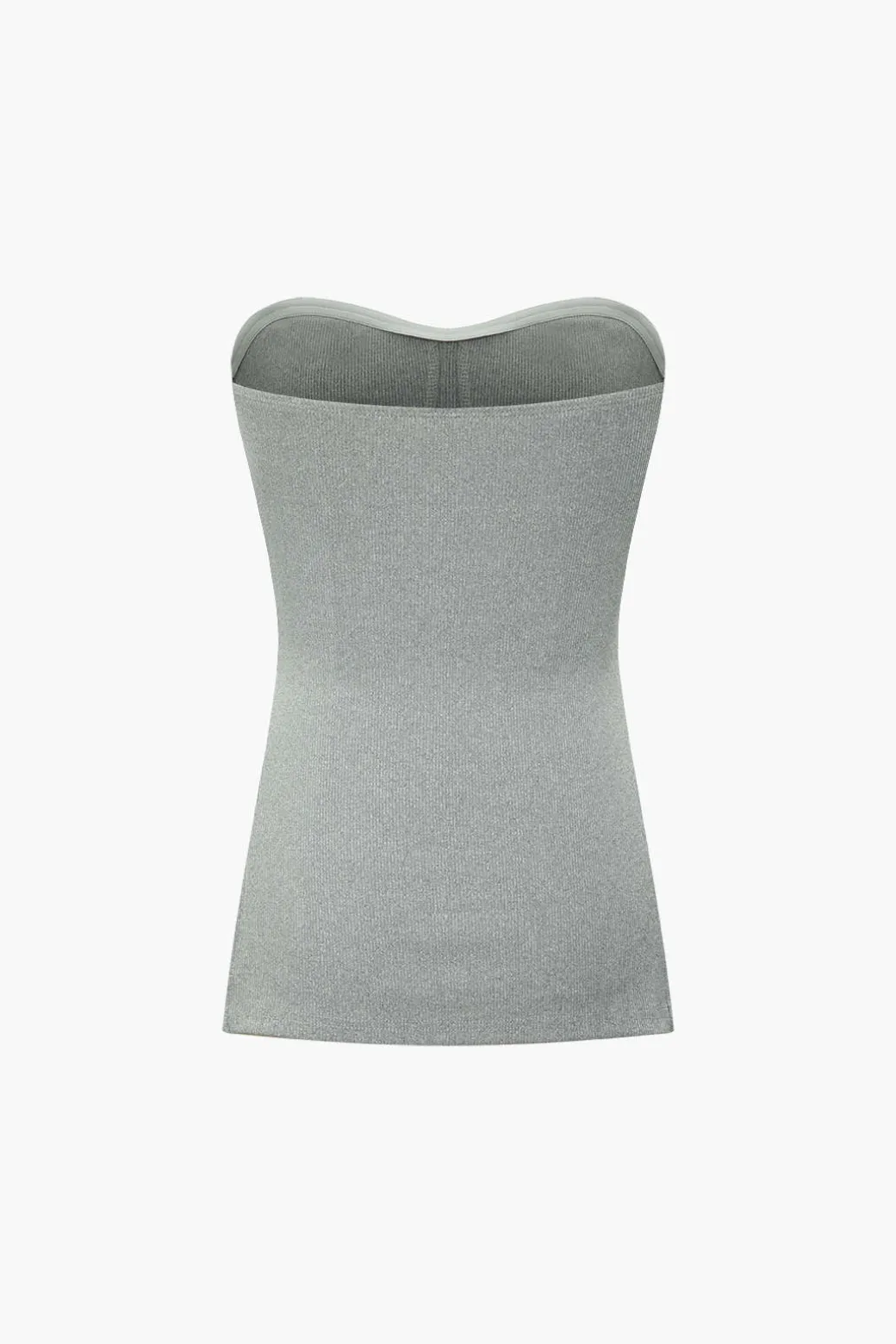Basic Solid Knit Split Strapless Top And Shorts Set