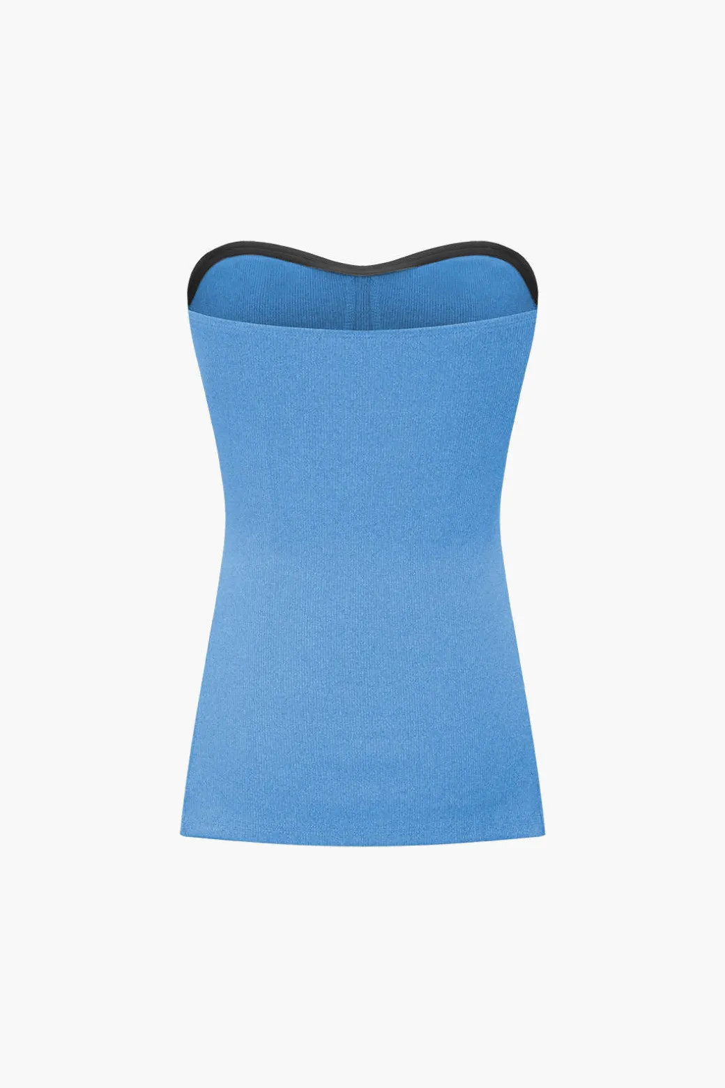 Basic Solid Knit Split Strapless Top And Shorts Set
