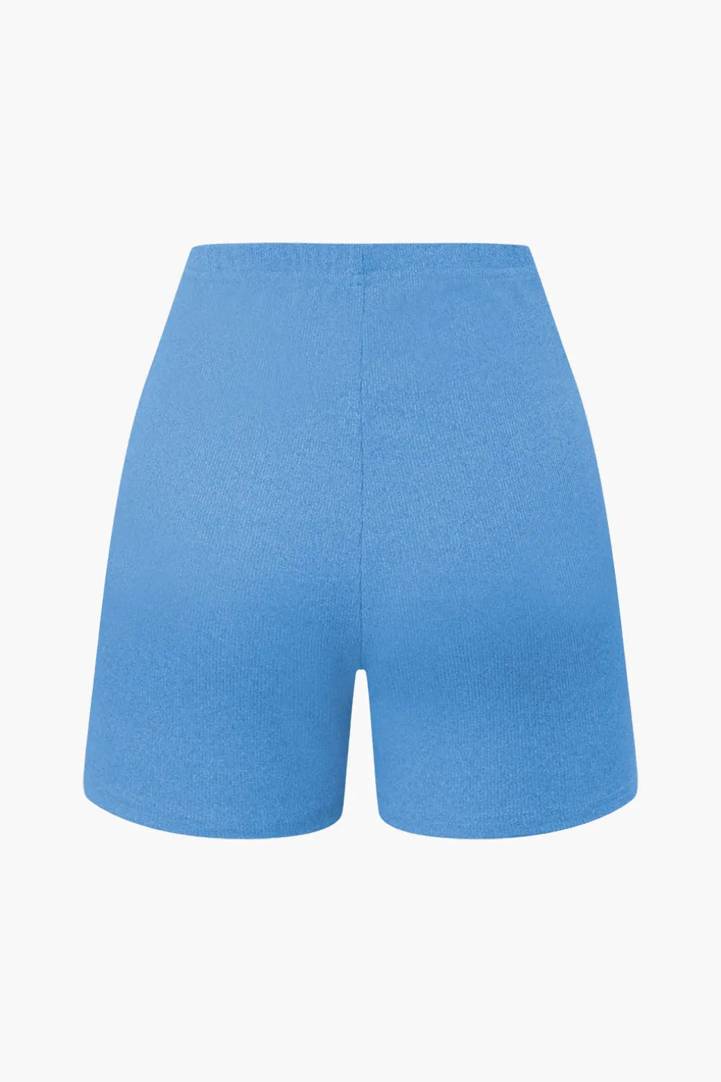 Basic Solid Knit Split Strapless Top And Shorts Set