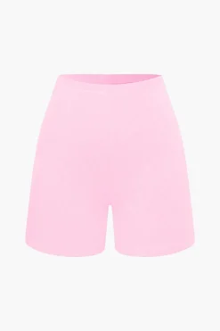 Basic Solid Knit Split Strapless Top And Shorts Set