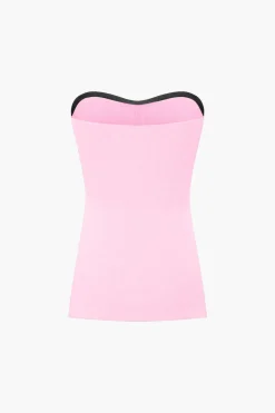 Basic Solid Knit Split Strapless Top And Shorts Set