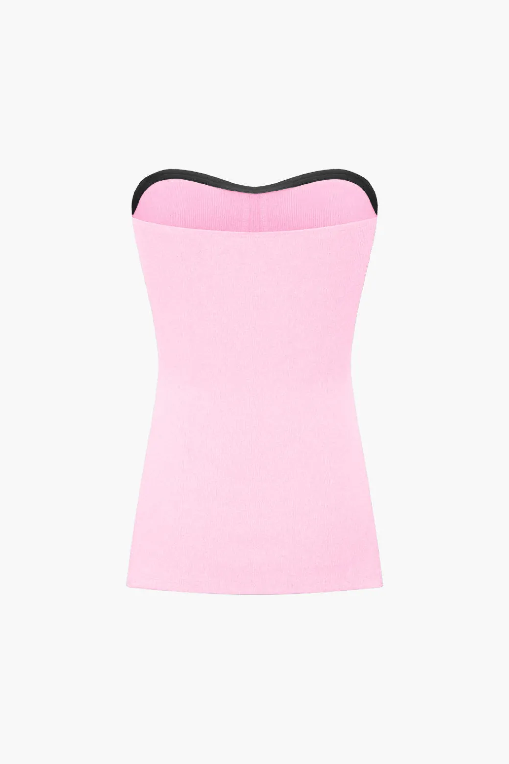 Basic Solid Knit Split Strapless Top And Shorts Set