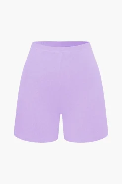Basic Solid Knit Split Strapless Top And Shorts Set