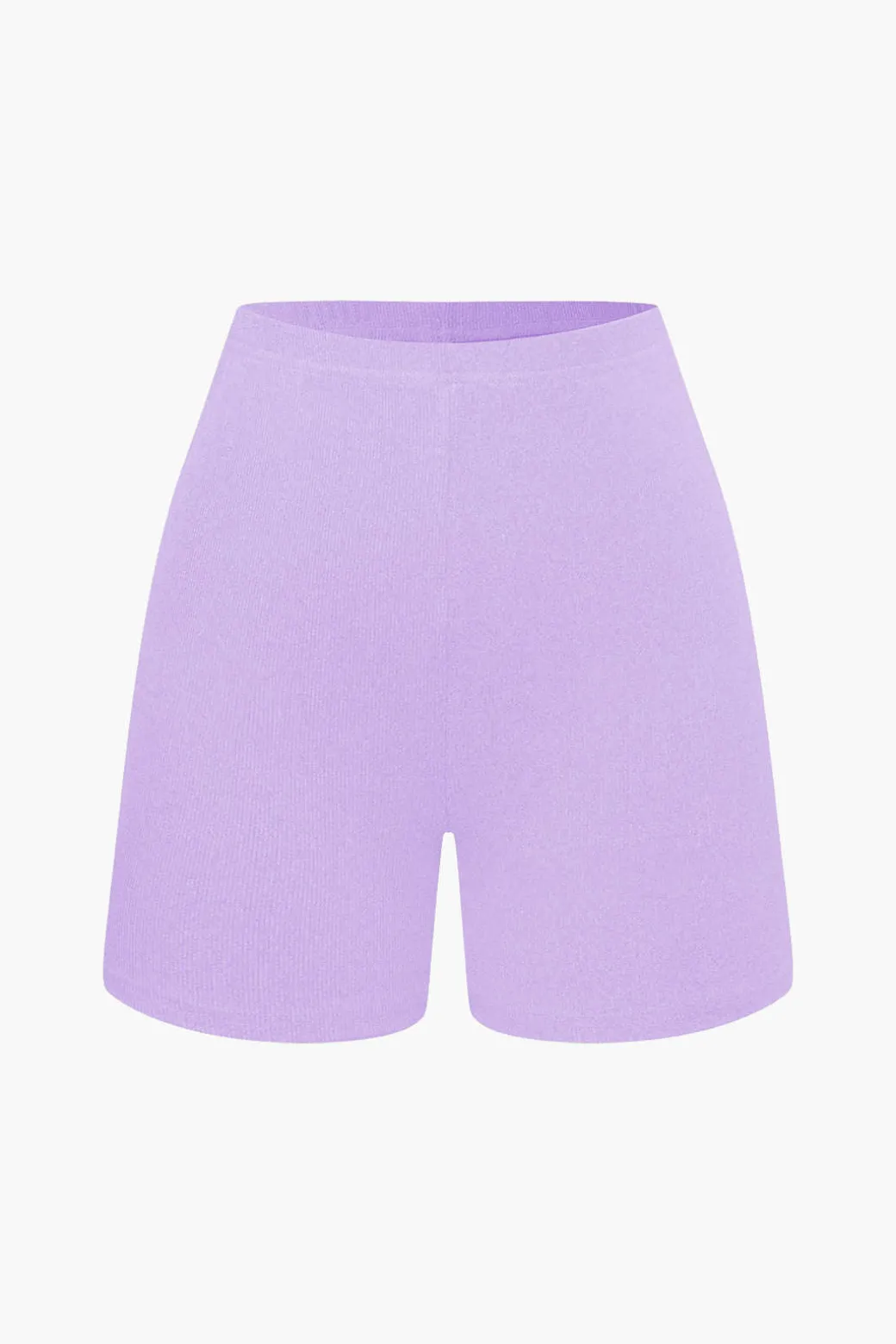Basic Solid Knit Split Strapless Top And Shorts Set