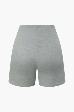 Basic Solid Knit Split Strapless Top And Shorts Set