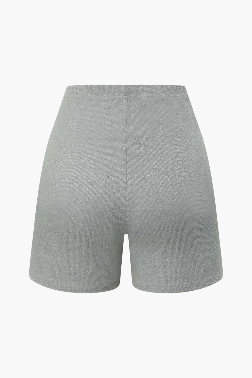 Basic Solid Knit Split Strapless Top And Shorts Set