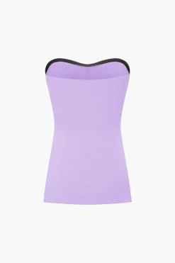 Basic Solid Knit Split Strapless Top And Shorts Set