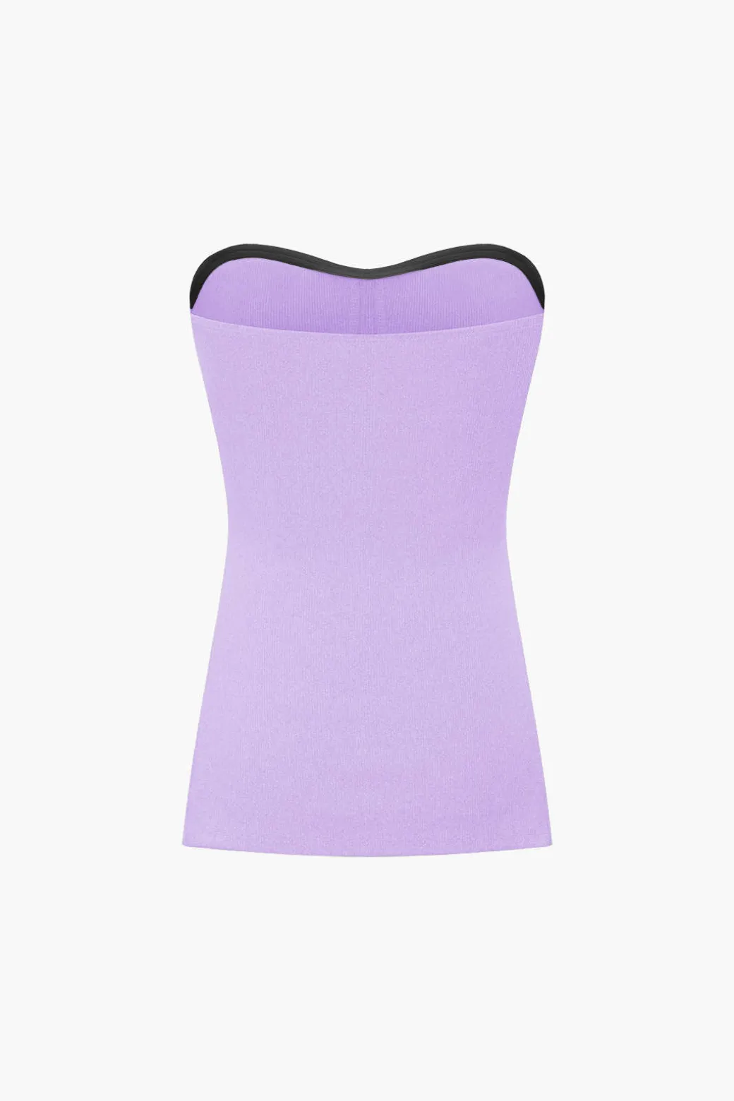 Basic Solid Knit Split Strapless Top And Shorts Set