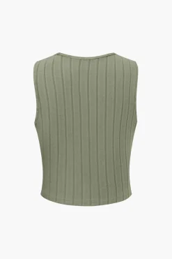 Basic Solid Knit Tank Top And High Waist Pants Set