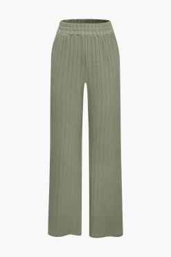 Basic Solid Knit Tank Top And High Waist Pants Set
