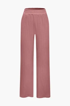 Basic Solid Knit Tank Top And High Waist Pants Set