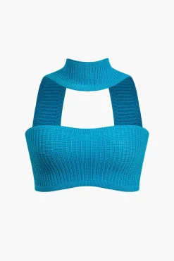 Basic Solid Ribbed Knit Crop Tank Top